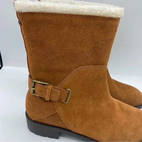 Cole Haan Quiana Tan Suede Faux Shearling Lining Waterproof Boots Size‎ 7 1/2b - Picture 5 of 11